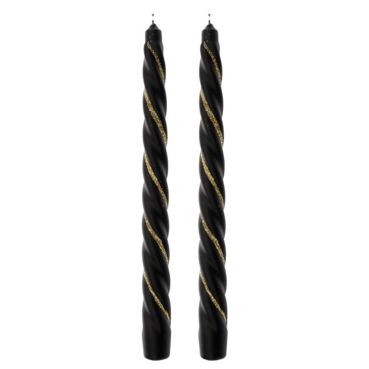 Świece Barok zdobione czarny wzór 2 RAVI